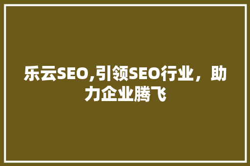 乐云SEO,引领SEO行业，助力企业腾飞