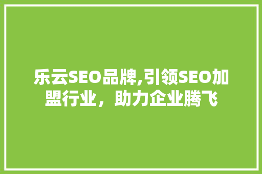 乐云SEO品牌,引领SEO加盟行业，助力企业腾飞