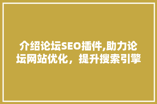 介绍论坛SEO插件,助力论坛网站优化，提升搜索引擎排名