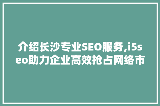 介绍长沙专业SEO服务,i5seo助力企业高效抢占网络市场