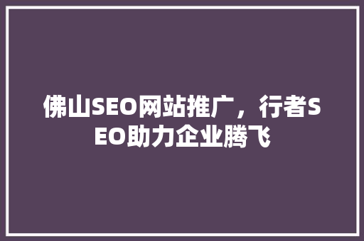 佛山SEO网站推广，行者SEO助力企业腾飞