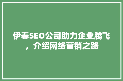 伊春SEO公司助力企业腾飞，介绍网络营销之路