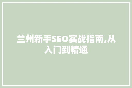兰州新手SEO实战指南,从入门到精通