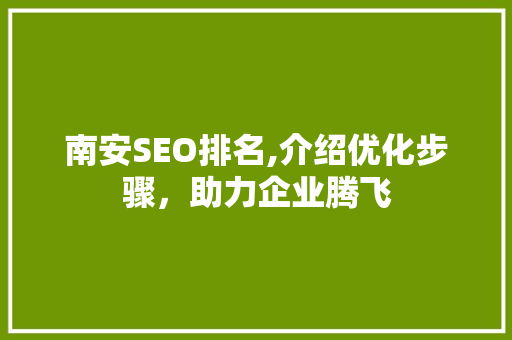 南安SEO排名,介绍优化步骤，助力企业腾飞