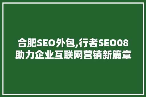 合肥SEO外包,行者SEO08助力企业互联网营销新篇章
