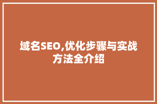 域名SEO,优化步骤与实战方法全介绍