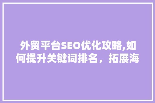 外贸平台SEO优化攻略,如何提升关键词排名，拓展海外市场
