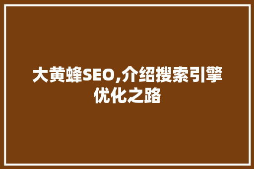 大黄蜂SEO,介绍搜索引擎优化之路