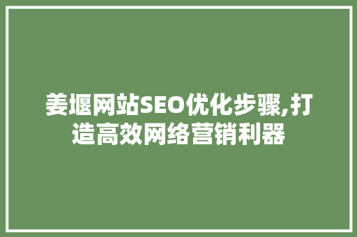 姜堰网站SEO优化步骤,打造高效网络营销利器