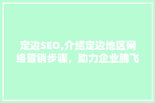 定边SEO,介绍定边地区网络营销步骤，助力企业腾飞