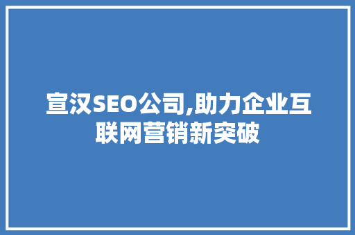 宣汉SEO公司,助力企业互联网营销新突破