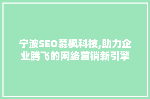 宁波SEO慕枫科技,助力企业腾飞的网络营销新引擎