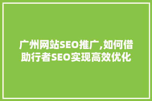 广州网站SEO推广,如何借助行者SEO实现高效优化