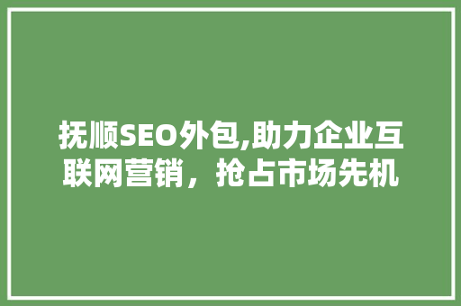 抚顺SEO外包,助力企业互联网营销，抢占市场先机
