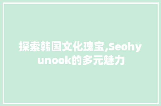 探索韩国文化瑰宝,Seohyunook的多元魅力