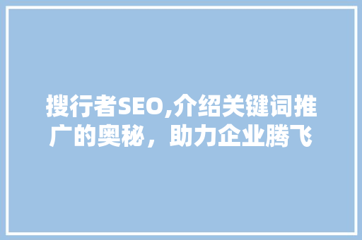 搜行者SEO,介绍关键词推广的奥秘，助力企业腾飞