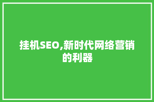 挂机SEO,新时代网络营销的利器