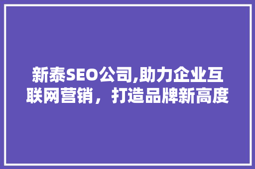 新泰SEO公司,助力企业互联网营销，打造品牌新高度