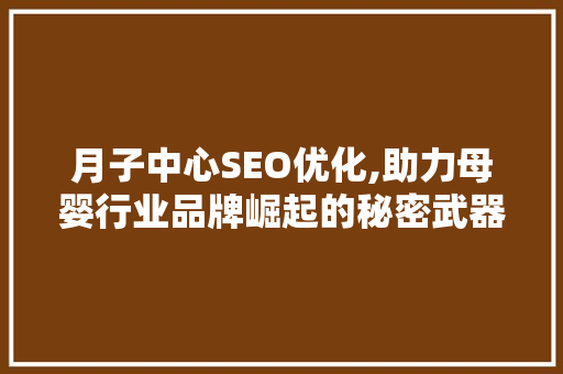 月子中心SEO优化,助力母婴行业品牌崛起的秘密武器