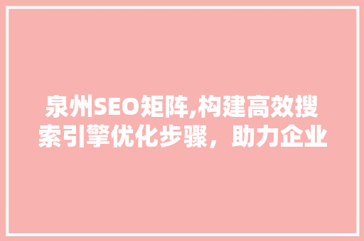 泉州SEO矩阵,构建高效搜索引擎优化步骤，助力企业腾飞