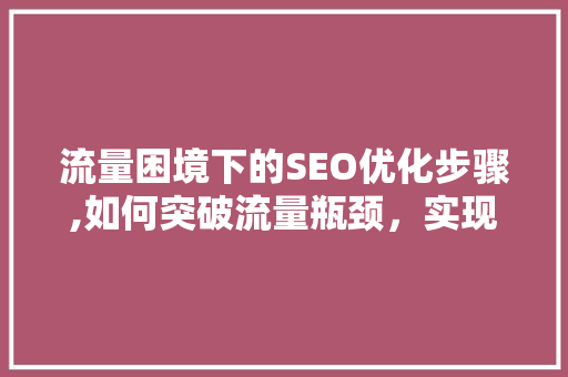 流量困境下的SEO优化步骤,如何突破流量瓶颈，实现网站增长