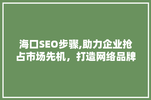 海口SEO步骤,助力企业抢占市场先机，打造网络品牌影响力