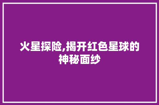 火星探险,揭开红色星球的神秘面纱