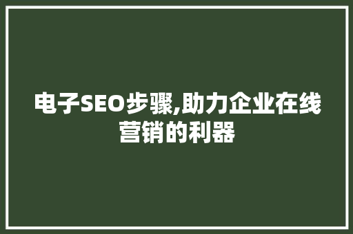 电子SEO步骤,助力企业在线营销的利器