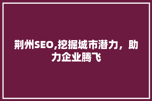 荆州SEO,挖掘城市潜力，助力企业腾飞