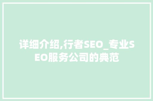 详细介绍,行者SEO_专业SEO服务公司的典范