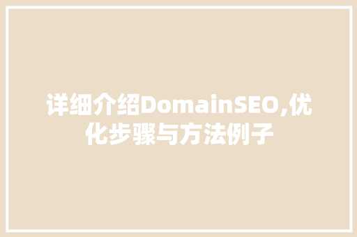 详细介绍DomainSEO,优化步骤与方法例子