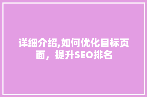 详细介绍,如何优化目标页面，提升SEO排名