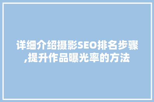 详细介绍摄影SEO排名步骤,提升作品曝光率的方法