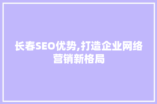 长春SEO优势,打造企业网络营销新格局