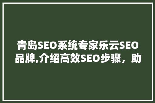 青岛SEO系统专家乐云SEO品牌,介绍高效SEO步骤，助力企业腾飞