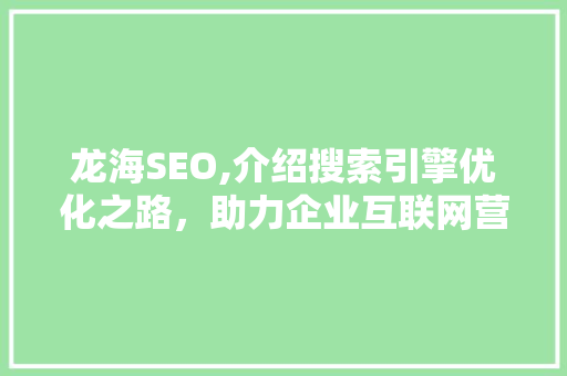 龙海SEO,介绍搜索引擎优化之路，助力企业互联网营销