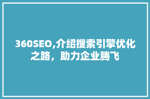 360SEO,介绍搜索引擎优化之路，助力企业腾飞