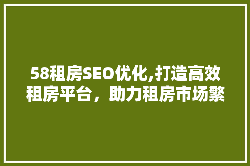 58租房SEO优化,打造高效租房平台，助力租房市场繁荣