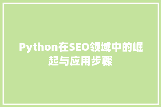 Python在SEO领域中的崛起与应用步骤