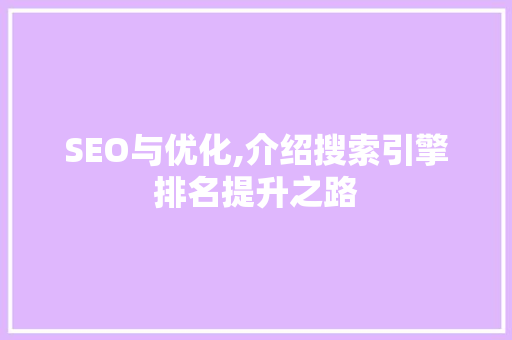 SEO与优化,介绍搜索引擎排名提升之路