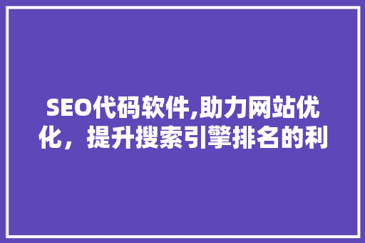 SEO代码软件,助力网站优化，提升搜索引擎排名的利器