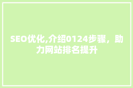 SEO优化,介绍0124步骤，助力网站排名提升