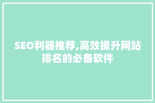 SEO利器推荐,高效提升网站排名的必备软件