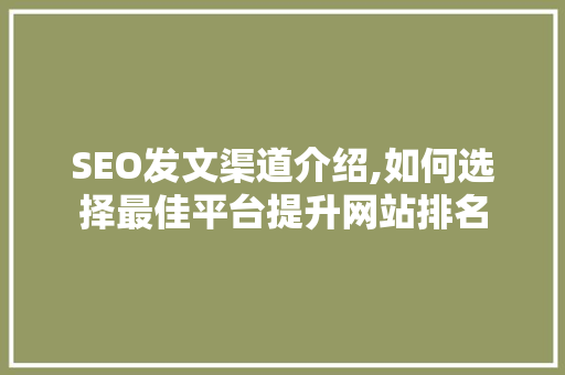 SEO发文渠道介绍,如何选择最佳平台提升网站排名