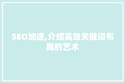 SEO加速,介绍高效关键词布局的艺术