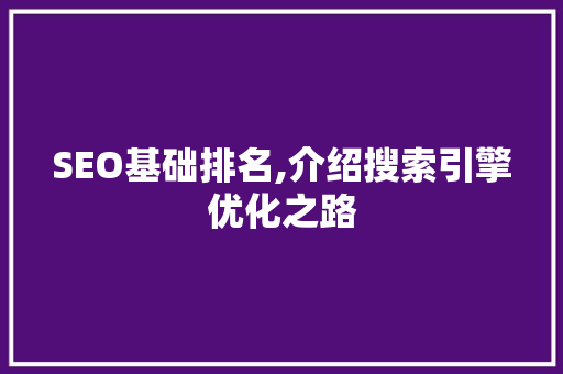 SEO基础排名,介绍搜索引擎优化之路