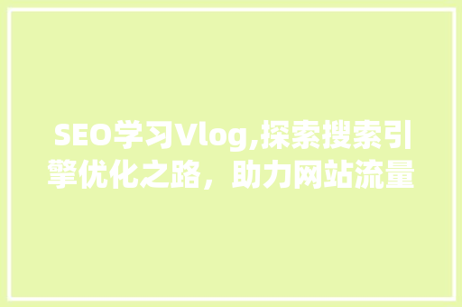 SEO学习Vlog,探索搜索引擎优化之路，助力网站流量增长