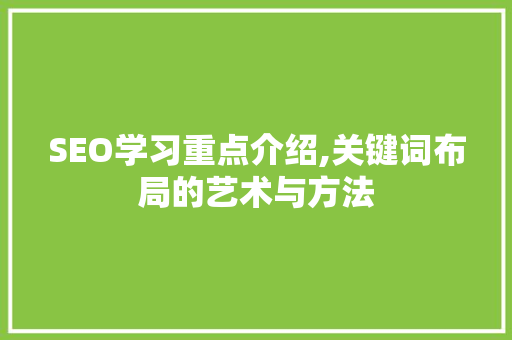 SEO学习重点介绍,关键词布局的艺术与方法