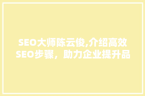 SEO大师陈云俊,介绍高效SEO步骤，助力企业提升品牌影响力