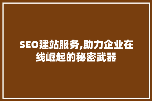 SEO建站服务,助力企业在线崛起的秘密武器